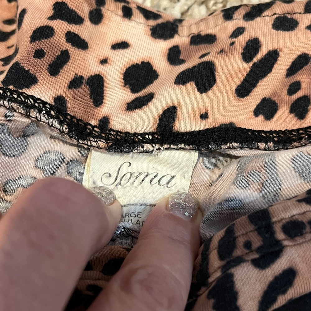 Soma Black and Tan Leopard Pajama Bottom